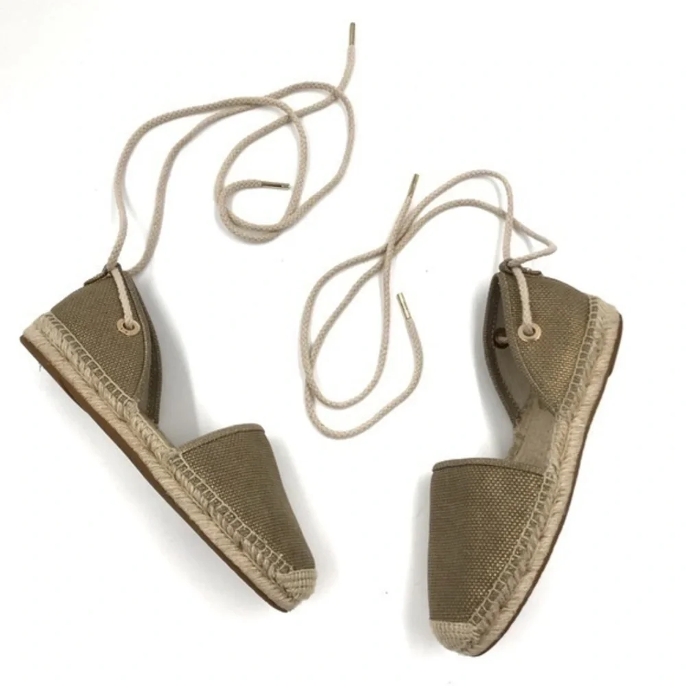 Michael Kors Tan Gold Margie Lace-Up Espadrille Sandals size 8